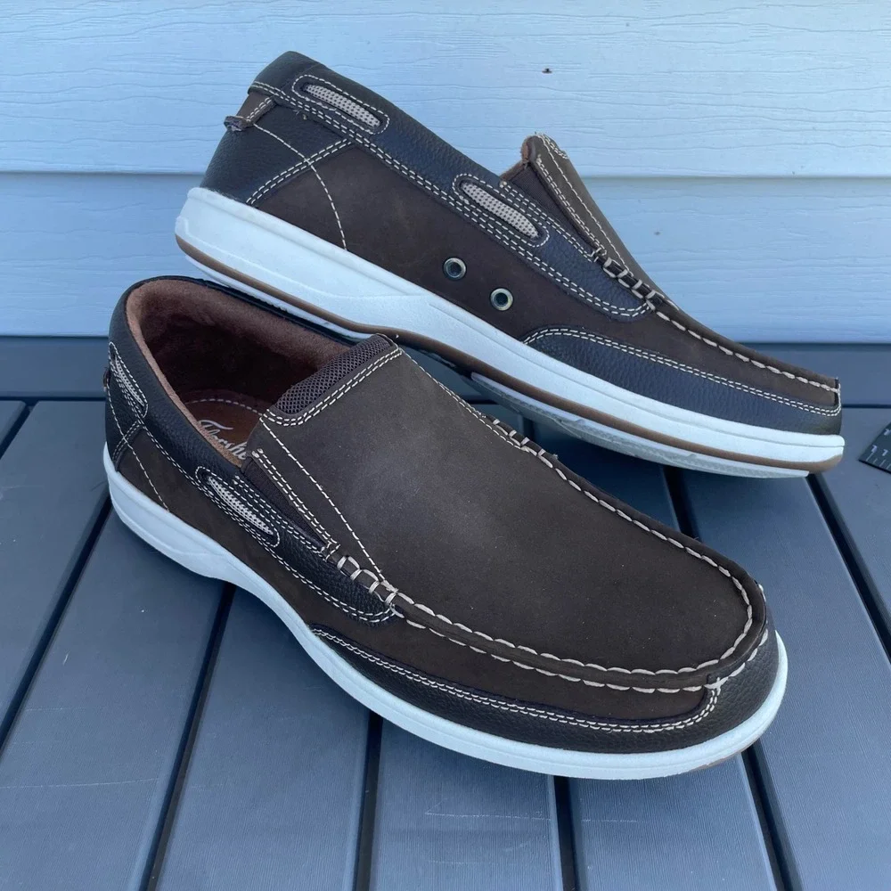 Florsheim Lakeside Slip Brown Leather Loafers Mens 9.5 M Boat Shoes Ne sin Box